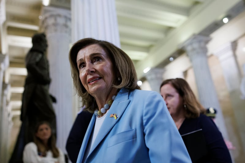 Nancy Pelosi walks to a meeting with Ukrainian President Volodymyr Zelensky at the U.S. Capitol on September 26, 2024 in Washington, DC