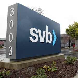 A sign for Silicon Valley Bank