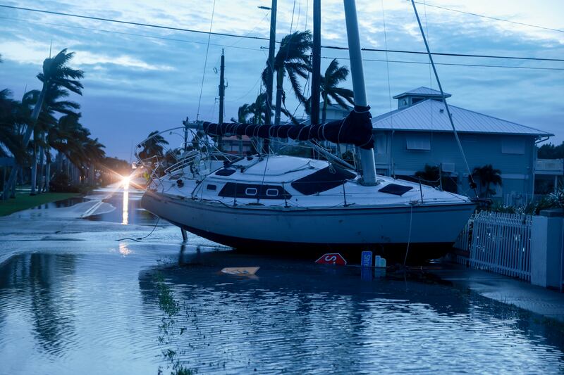 Boat rests in yard