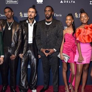 Diddy and six of his children at a Grammy event in 2020. 