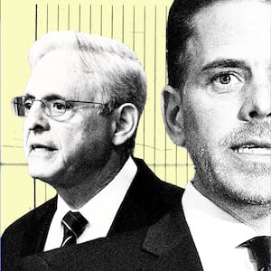 A photo illustration featuring Hunter Biden and Merrick Garland