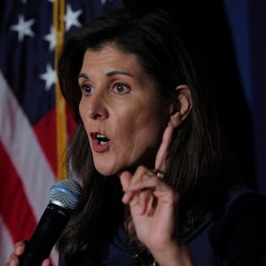 Republican presidential candidate and former U.S. Ambassador to the United Nations Nikki Haley speaks at a “Veterans for Nikki” campaign event at VFW Post 1631 in Concord, New Hampshire, U.S., May 24, 2023. 