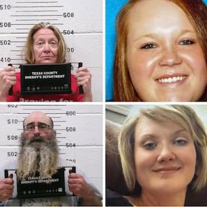 A collage of mugshots and driver license photos for Jilian Kelley, Veronica Butler, and their four alleged killers.