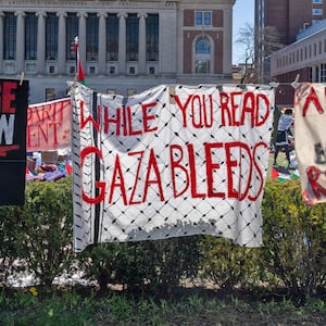 A photo of protest signs at Columbia