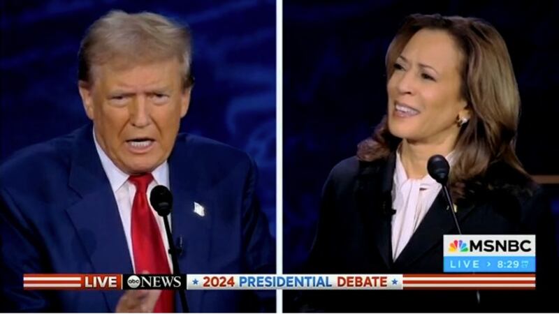 Donald Trump and Kamala Harris debate.