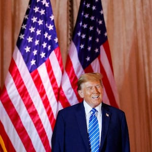 Former President Donald Trump attends a watch party event to mark the Super Tuesday primary elections at his Mar-a-Lago property.