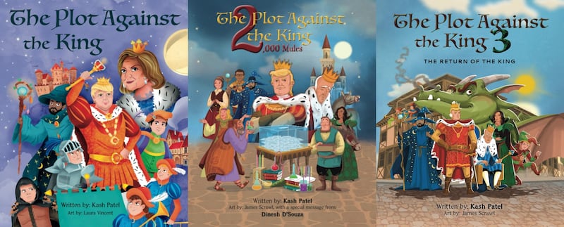 The covers of the Plot Against the King trilogy of children's books by Kash Patel.