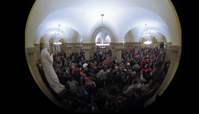 Accused Jan. 6 rioter inside the Capitol