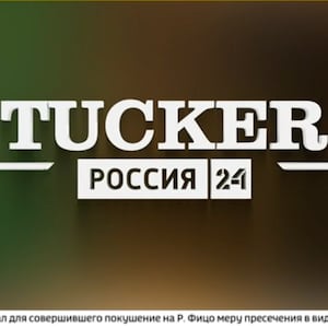 The logo for a program aired on Russian television called, "Tucker. Rossiya 24"