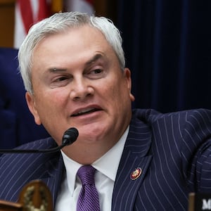 Chairman James Comer (R-KY) gestures as he speaks during a House Oversight and Accountability Committee impeachment inquiry