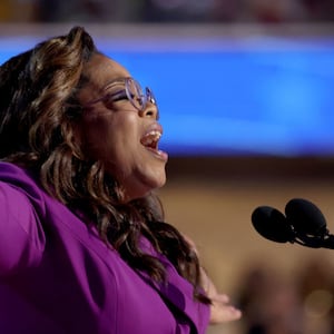 Oprah Winfrey speaks during the Democratic National Convention in Chicago.