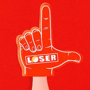 Loser version of Foam Finger with Trump's head instead of the "o"