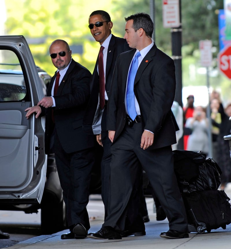 Barack Obama and his Secret Service detail.