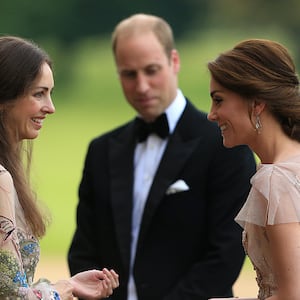 Prince William and Catherine, Duchess of Cambridge are greeted by Rose Cholmondeley, the Marchioness of Cholmondeley as they attend a gala dinner in support of East Anglia's Children's Hospices' nook appeal at Houghton Hall on June 22, 2016.