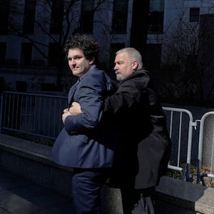 Former FTX Chief Executive Sam Bankman-Fried outside the Manhattan federal court in New York City