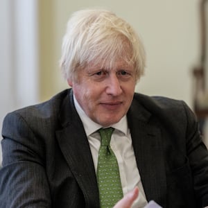 Boris Johnson visits Lviv, Ukraine, in September 2023.