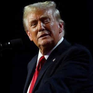 Republican presidential nominee and former U.S. President Donald Trump takes the stage following early results from the 2024 U.S. presidential election in Palm Beach County Convention Center, in West Palm Beach, Florida, U.S., November 6, 2024.