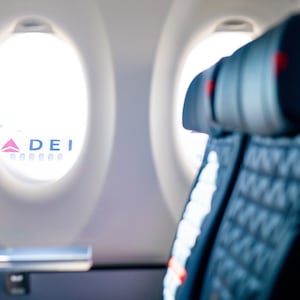 Interior of the first-class cabin on a Delta aircraft