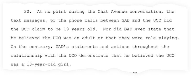 A snippet from the criminal complaint charging Ron Gad with knowingly receiving or distributing child sexual abuse material.