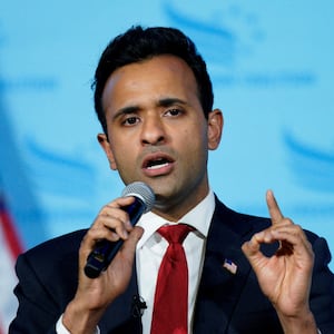 U.S. presidential candidate Vivek Ramaswamy speaks at the Iowa Faith & Freedom Coalition Spring Kick-off in West Des Moines, Iowa.