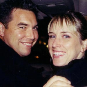 A photo provided as part of exhibits in court for the Scott Peterson trial shows Peterson and Amber Frey together.