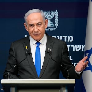 Israeli Prime Minister Benjamin Netanyahu speaks during a news conference in Jerusalem on September 2, 2024. 