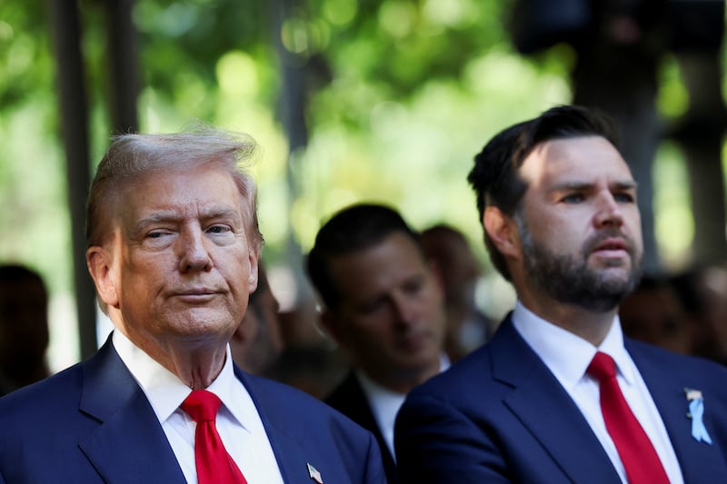 Donald Trump looking in the opposite direction to JD Vance