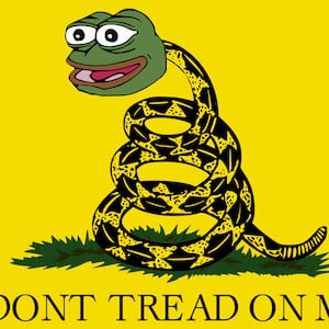 Pepe as Snake, "Don't Tread on Me" Flag