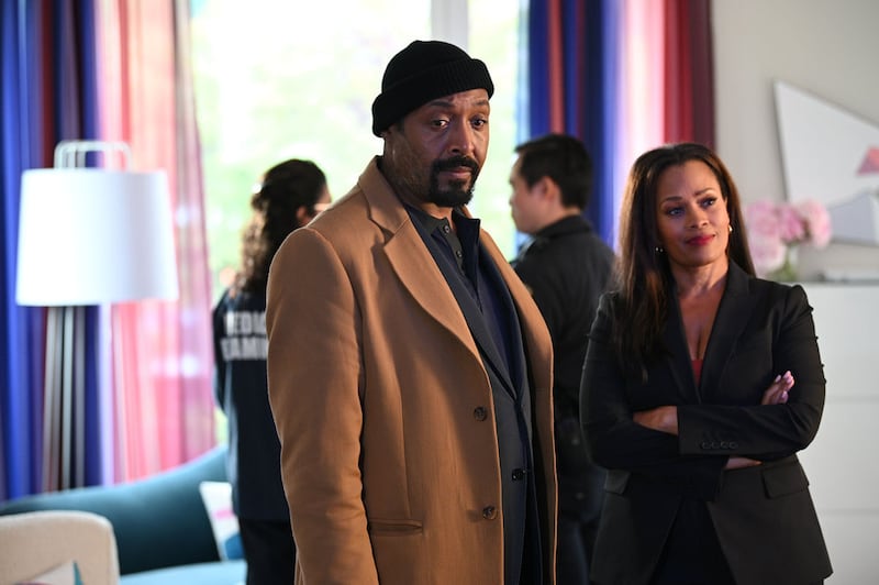 "THE IRRATIONAL -- Episode 101 Pilot -- Pictured: (l-r) Jesse L. Martin as Alec Mercer, Maahra Hill as Marisa 