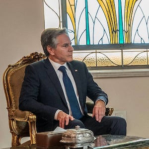 U.S. Secretary of State Antony Blinken meets with Egypt's President Abdel Fattah El-Sisi at Al-Ittihadiya Palace in Cairo