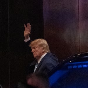 Former U.S. President Donald Trump arrives at Trump Tower in New York City.