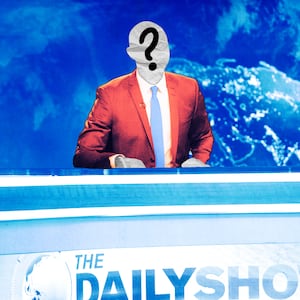 A photo illustration of The Daily Show set.