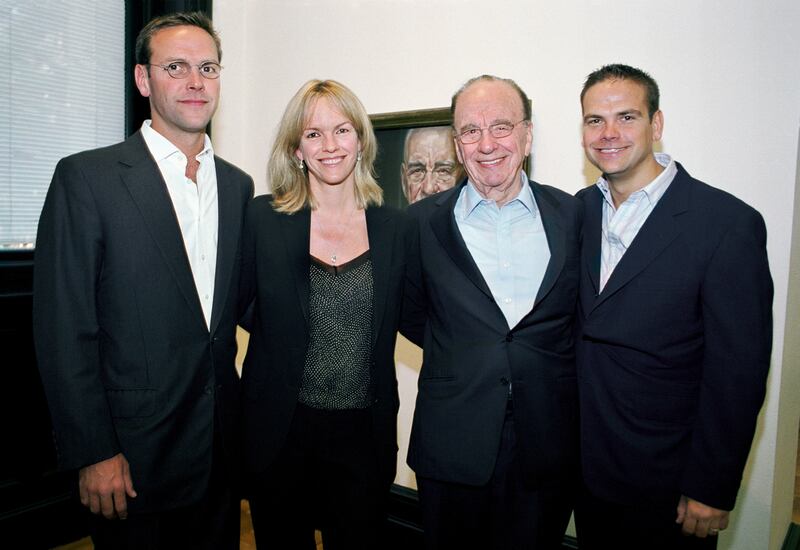 Rupert Murdoch with the heirs to his media empire: James Murdoch, Elisabeth Murdoch, and Lachlan Murdoch.