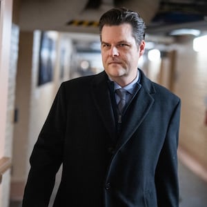 Rep. Matt Gaetz (R-FL) arrives to a meeting of the House Republican Conference.