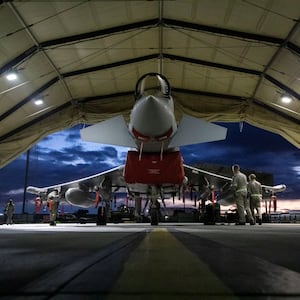 A British RAF Typhoon being prepared to strike Houthi targets in Yemen.