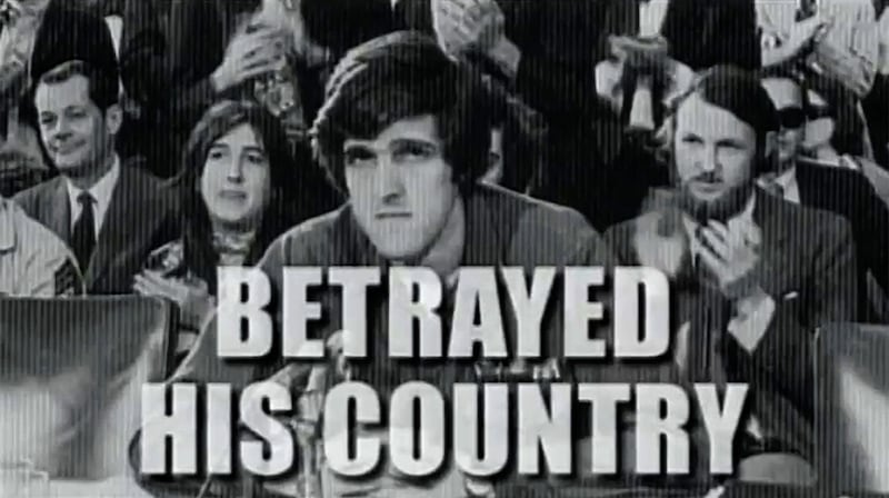 John Kerry as a veteran with Betrayed His Country written over him