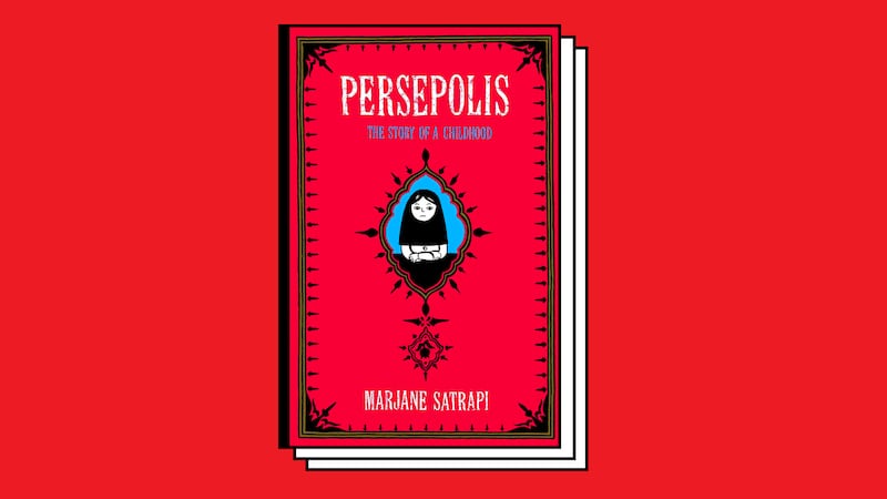 A photo illustration of the book Persepolis by Marjane Satrapi.