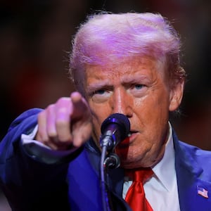 Republican presidential nominee and former U.S. President Donald Trump holds a campaign rally in Indiana, Pennsylvania, U.S., September 23, 2024. 