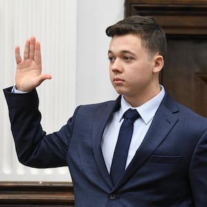 Kyle Rittenhouse is sworn in to testify during his trial at the Kenosha County Courthouse on November 10, 2021