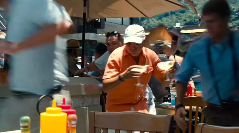 A photo still of Jimmy Buffett in 'Jurassic World'