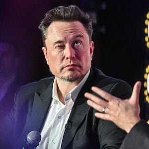 Elon Musk speaks during live interview with Ben Shapiro at the symposium on fighting antisemitism in Krakow, Poland. 