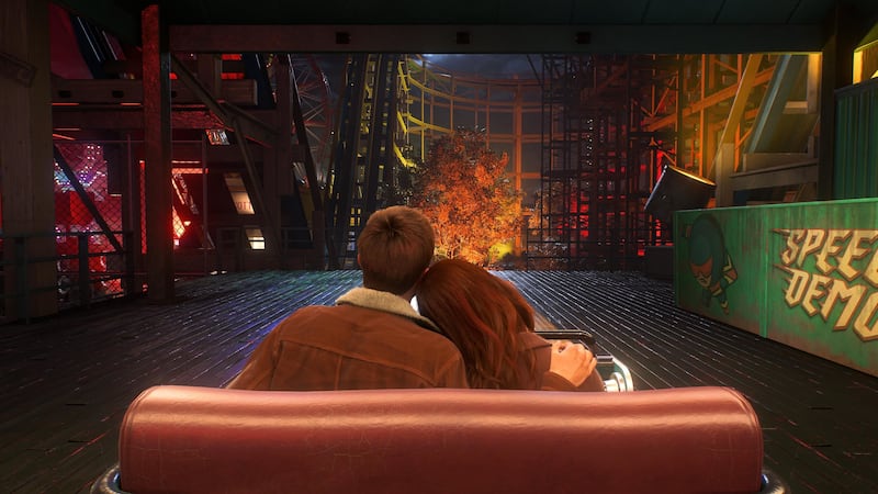 Peter Parker and Mary Jane Watson on a rollercoaster.