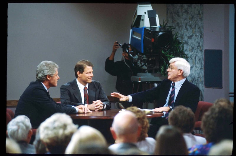 Phil Donahue interviewing Al Gore and Bill Clinton