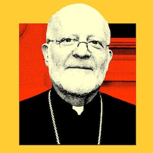 A photo illustration triptych of Archbishop Joseph (Al-Zehlaoui)