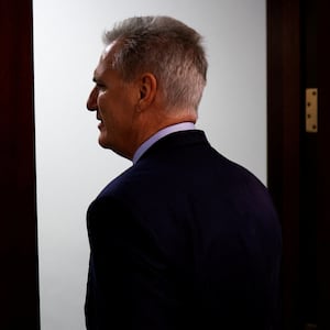 Speaker Kevin McCarthy (R-CA) arrives for a House Republican conference meeting