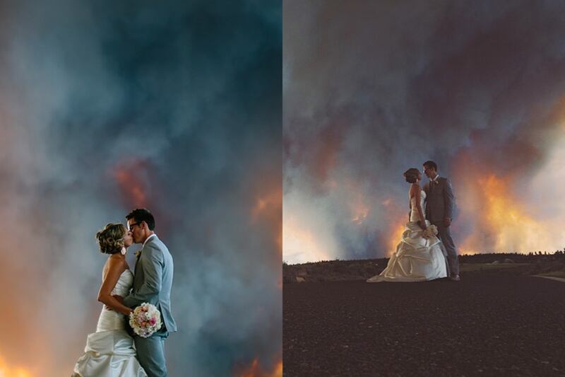 galleries/2014/08/10/the-year-of-the-insane-wedding-photo-jeff-goldblum-s-jurassic-park-disasterpiece-kimye-s-floral-smooch-and-more/140808-insane-wedding-wild-fire_ipv6za