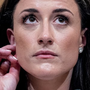 A photo of former Trump aide Cassidy Hutchinson as she testifies during a public hearing by the U.S. House Select Committee investigating the January 6 Attack on the U.S. Capitol.