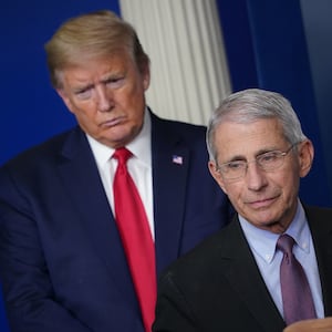 Anthony Fauci and Donald Trump.