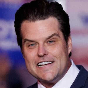 Matt Gaetz speaks at a Donald Trump rally.