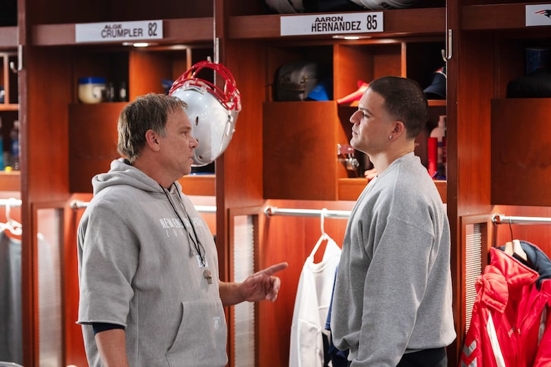 Norbert Leo Butz and Josh Rivera in American Sports Story